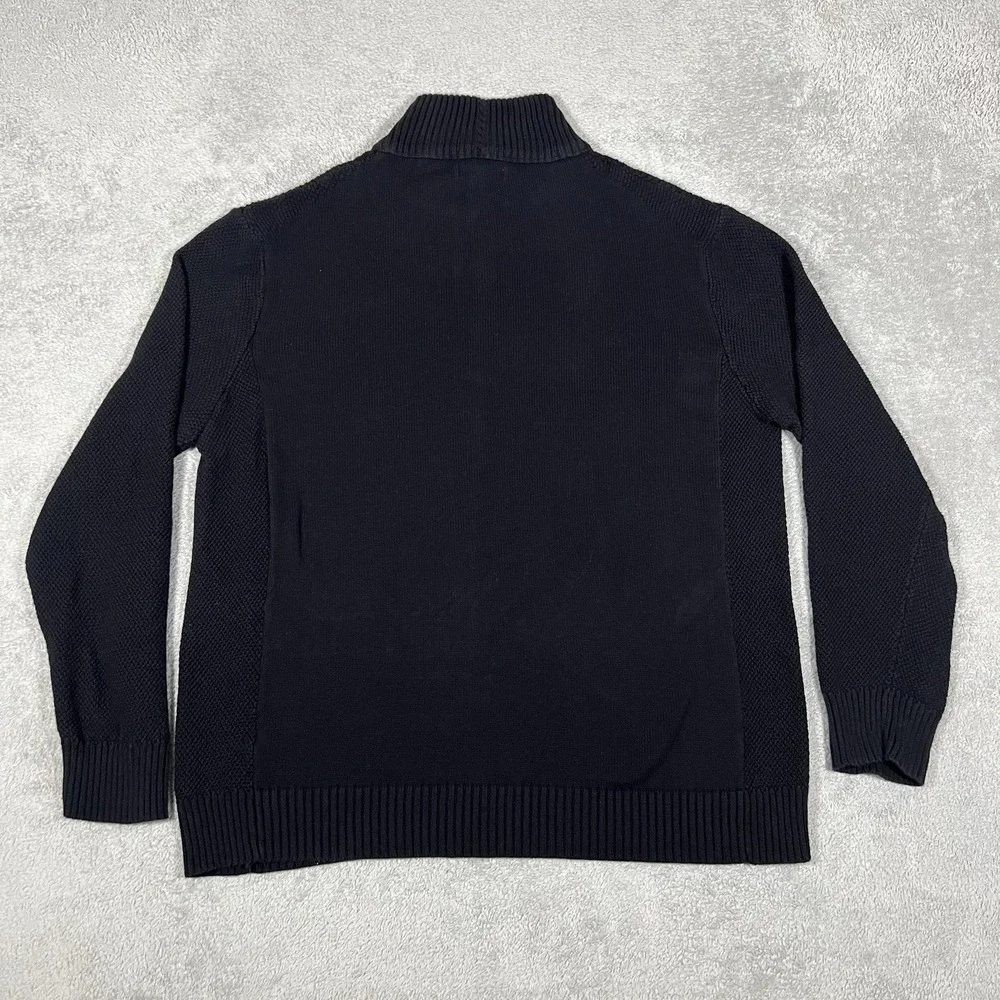 Carbon 2 Cobalt Knit Sweater Mens Extra Large 1/4 Button Black Stretch